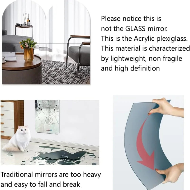 Carreaux de miroir autocollants – Lot de 4 ou 8 pièces | Décoration moderne & installation rapide