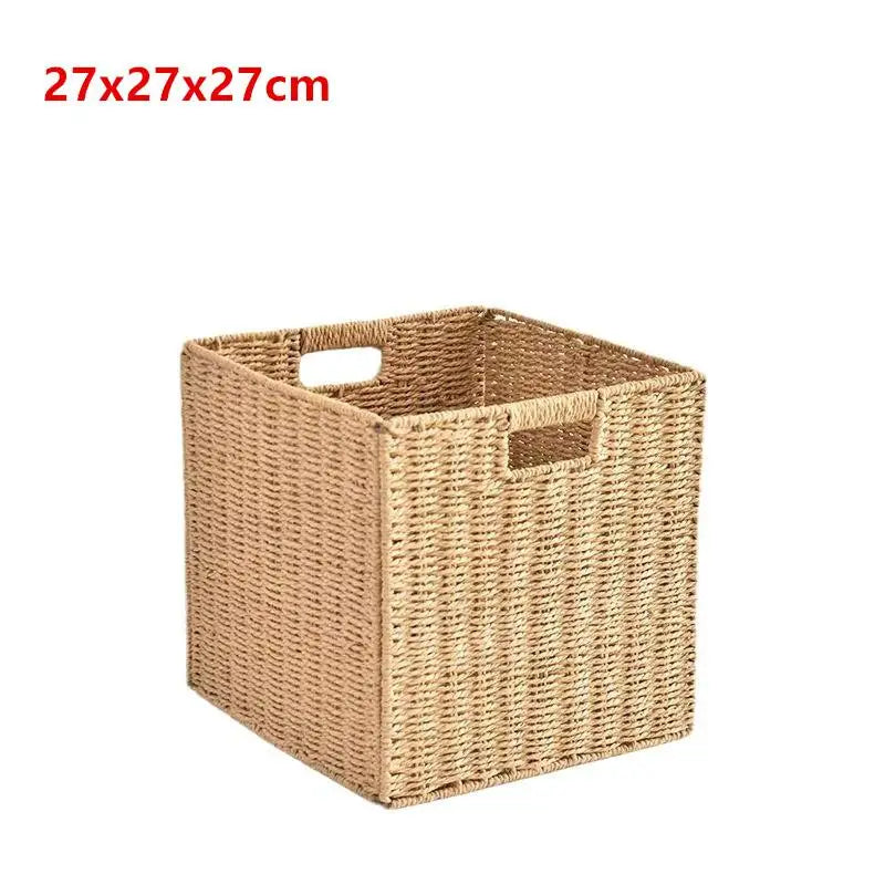 Storage Box Imitation Rattan Woven Lattice Cabinet Storage Basket Desktop Sundries Snacks Clothes Toys Woven Storage Basket