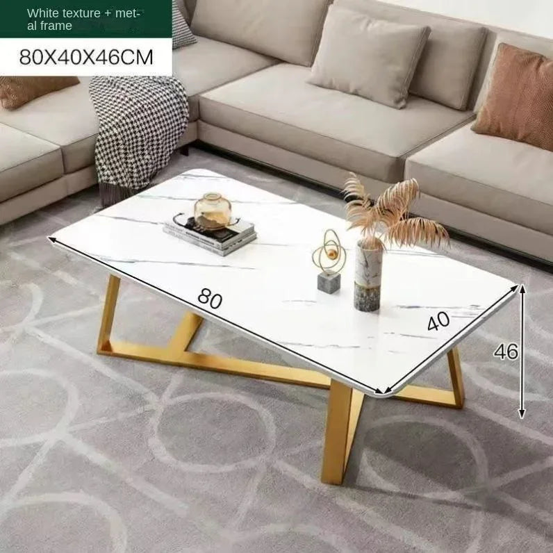 Table basse moderne en marbre et acier | Style nordique, design épuré – Plusieurs tailles