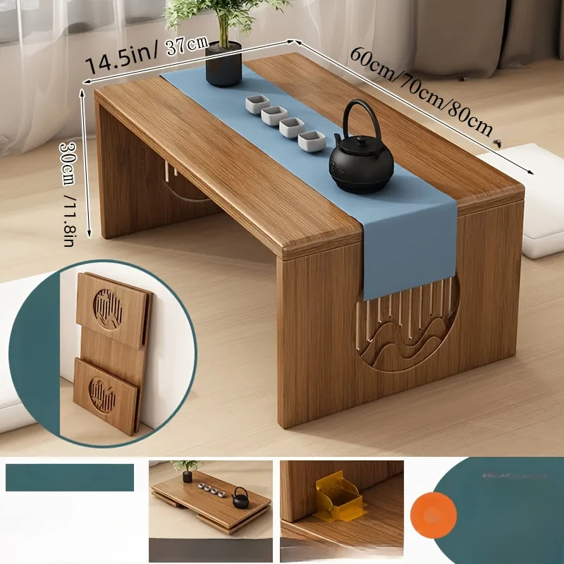 Table pliante en bambou – Style japonais | Polyvalente, compacte & design naturel